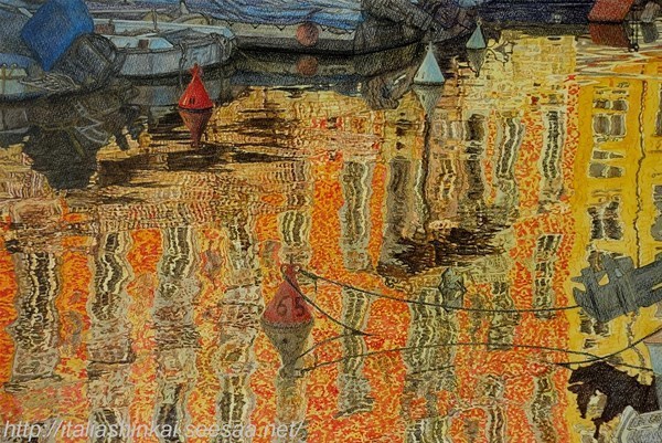 絵画　ジラール「運河の反映」